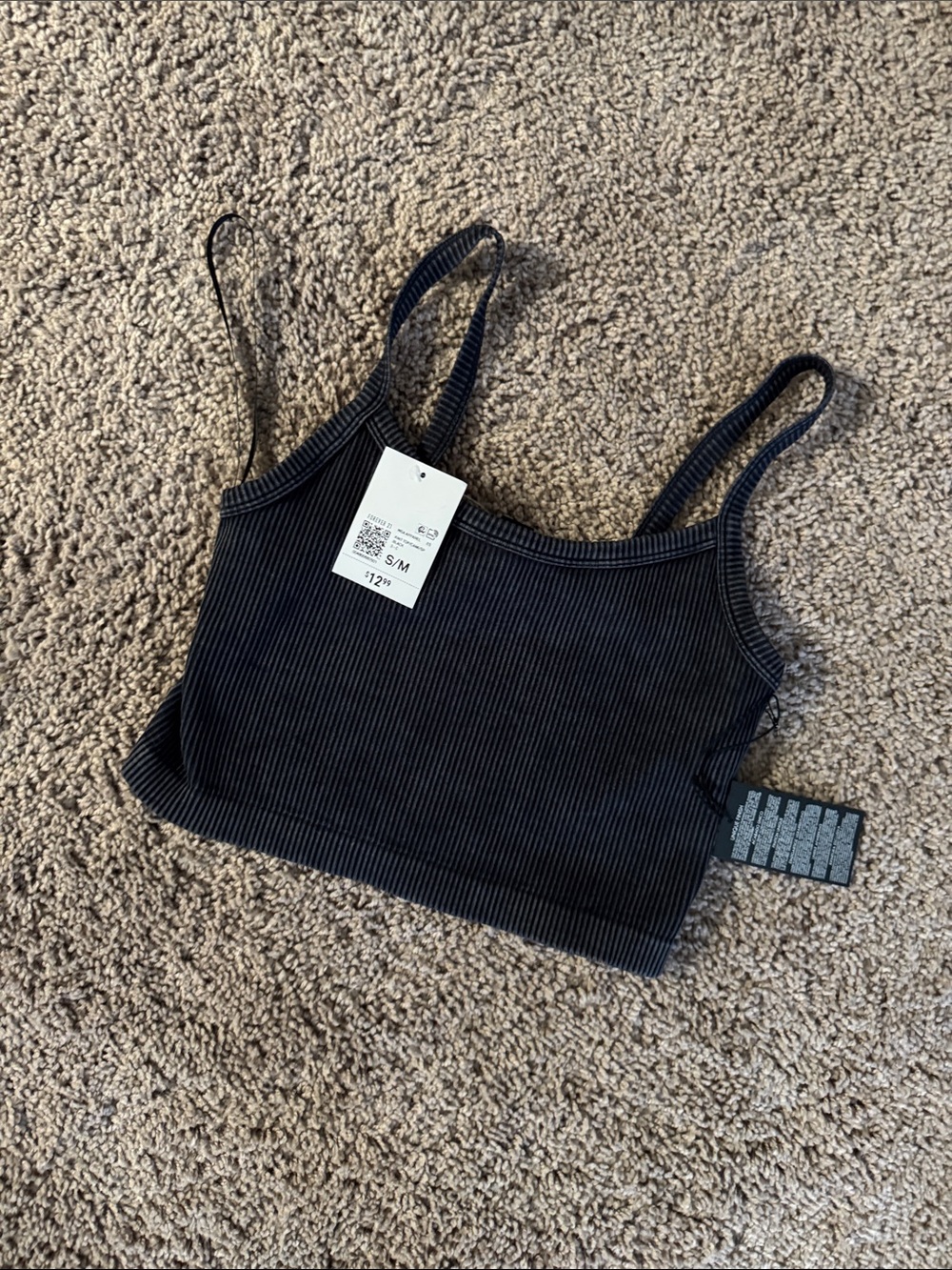 Forever 21 Black Ribbed Cropped Camisole